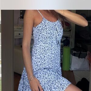 Aqua Blue and White Mini Dress
